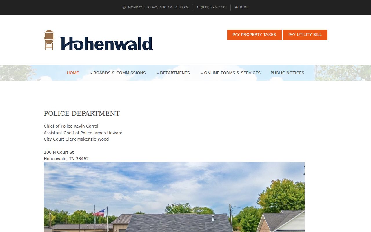 Hohenwald warrant checks through the city police and City Court Clerk contact page