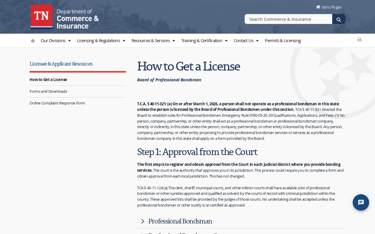 Lewis County bench warrant bond verification through Tennessee professional bondsman licensing