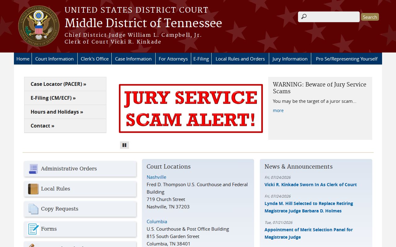 Lewis County most wanted distinction from the Middle District of Tennessee federal court